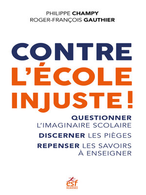 cover image of Contre l'école injuste